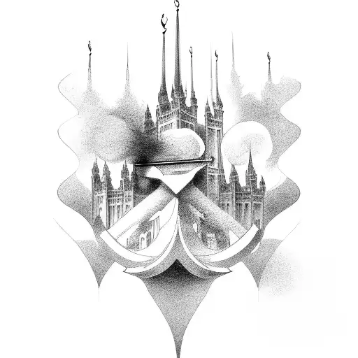  Moroni ontop of Salt Lake City lds tattoo design idea