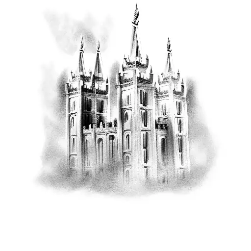 the church of Latter Day Saints Salt Lake City Moroni with a holy light behind  tattoo design idea