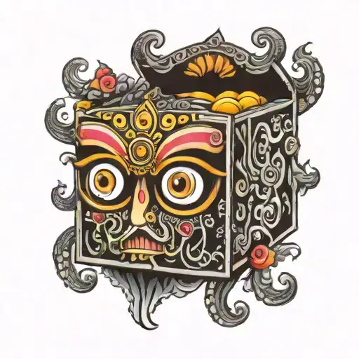  jagannath eyes inside box tattoo design idea