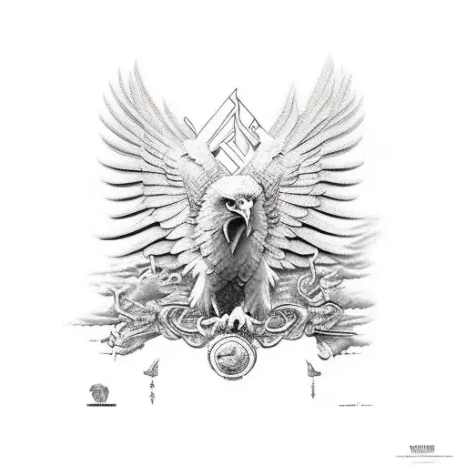 eagle side on with wings tattoo design idea