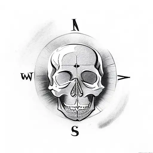 Skull compass tattoo design idea