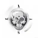 Skull compass tattoo design idea