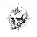 Skull compass tattoo design idea