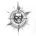Skull compass tattoo design idea