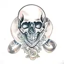 Skull with dagger  tattoo design idea