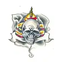 Skull with dagger  tattoo design idea