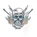 Skull with dagger  tattoo design idea