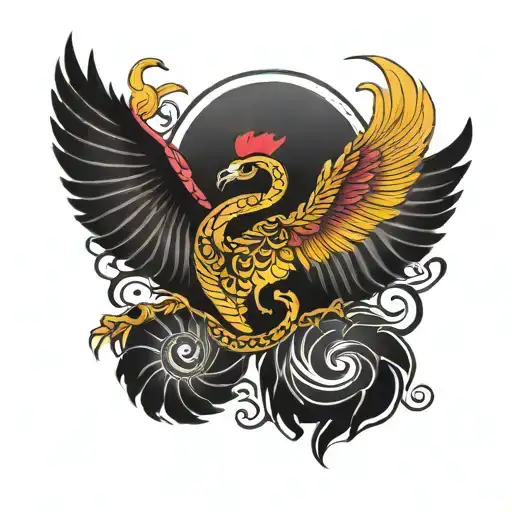 scorpion phenix bird tattoo design idea
