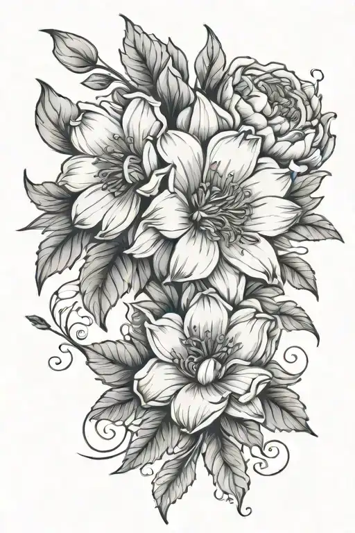 December and May birth flower tattoo design idea