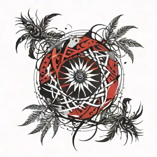 a sun made out of woven wheat into a circle tattoo design idea