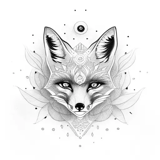 fox with all seeing eyes tattoo design idea