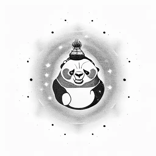 discoball with panda tattoo design idea