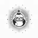 discoball with panda tattoo design idea