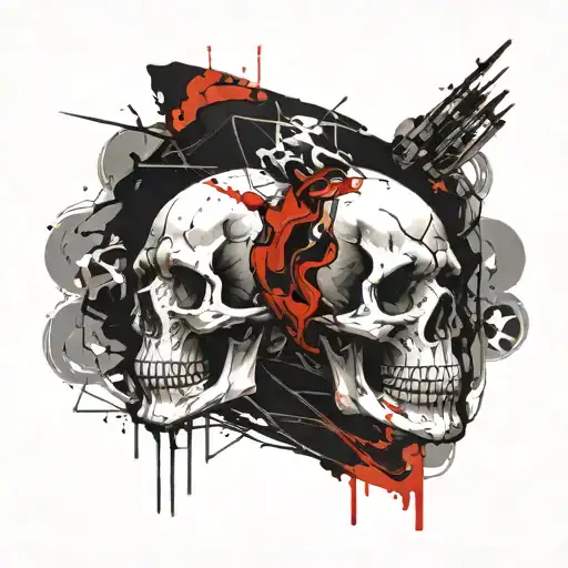 skull angr sadness tattoo design idea
