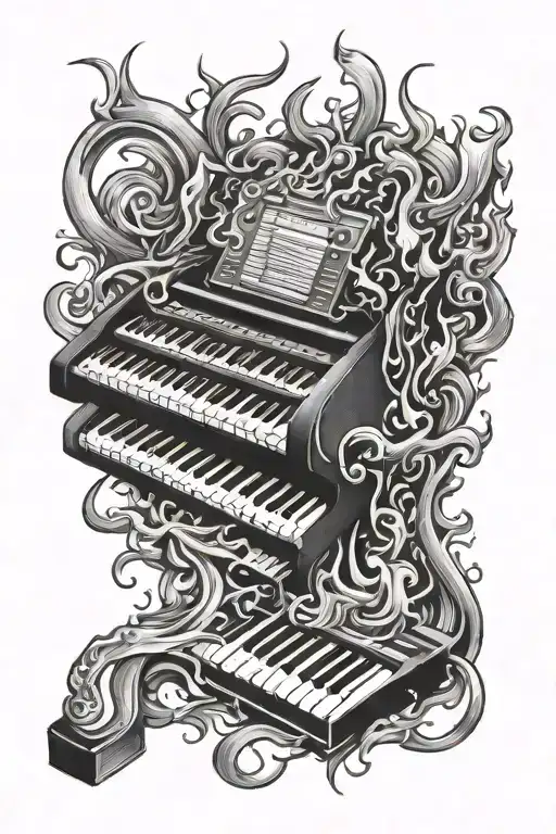 Keyboard on fire tattoo design idea