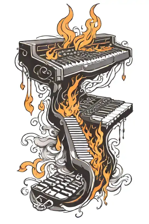 Keyboard on fire tattoo design idea