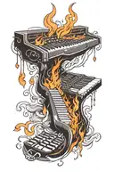 Keyboard on fire tattoo design idea