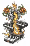 Keyboard on fire tattoo design idea