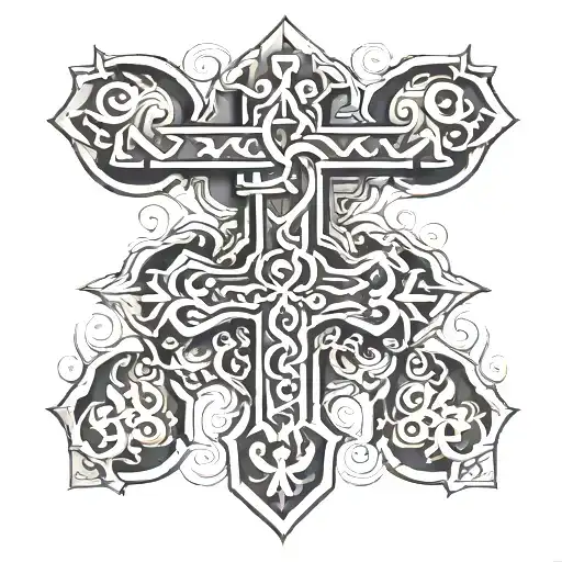 Polynesian and Christian cross tattoo design idea