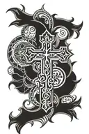 Polynesian and Christian cross tattoo design idea