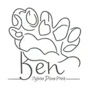 Dog's paw print with a name Ben tattoo design idea
