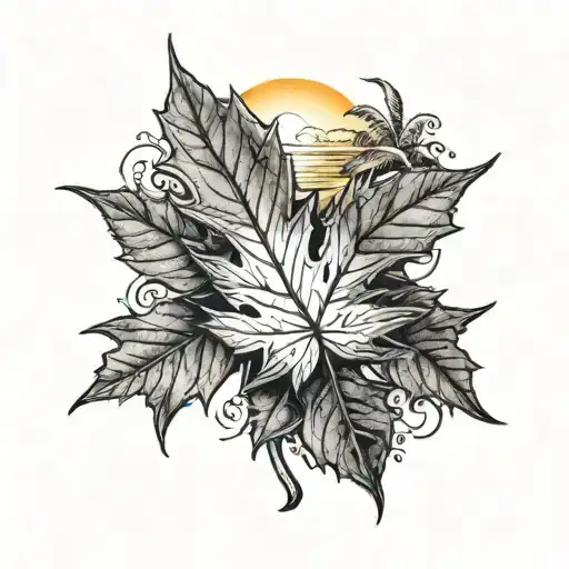 Canadian Leaf with Philippines Sun rising tattoo design idea