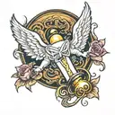 angel light bulb tattoo design idea