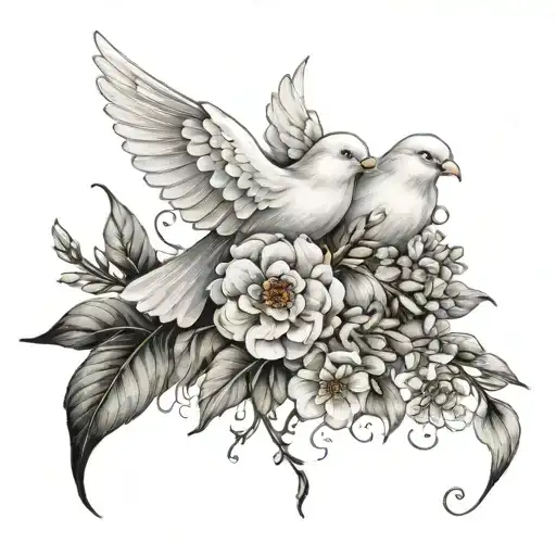 A floral tattoo inspired by the flowers mentioned in the Bible, incorporating symbols of Christianity like doves or angels tattoo design idea