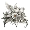 A floral tattoo inspired by the flowers mentioned in the Bible, incorporating symbols of Christianity like doves or angels tattoo design idea