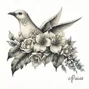 A floral tattoo inspired by the flowers mentioned in the Bible, incorporating symbols of Christianity like doves or angels tattoo design idea