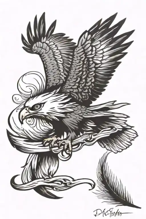 My birthday July 14, 98 and a feather. some eagles fly above tattoo design idea