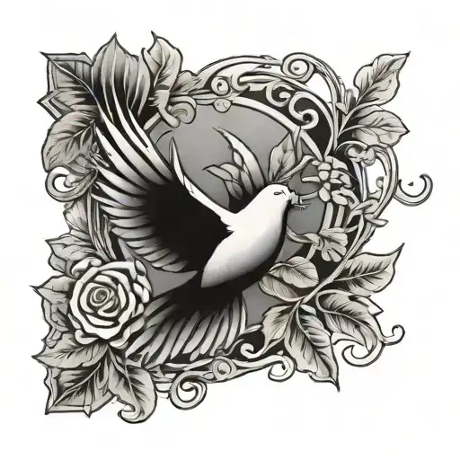 My birthday 14/07/1998.. and a leaf inside and a dove for RIP mom tattoo design idea