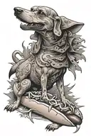 Hot dog war scene tattoo design idea