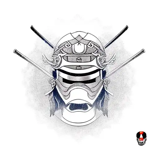 samurai with mask and sword full body tattoo design idea