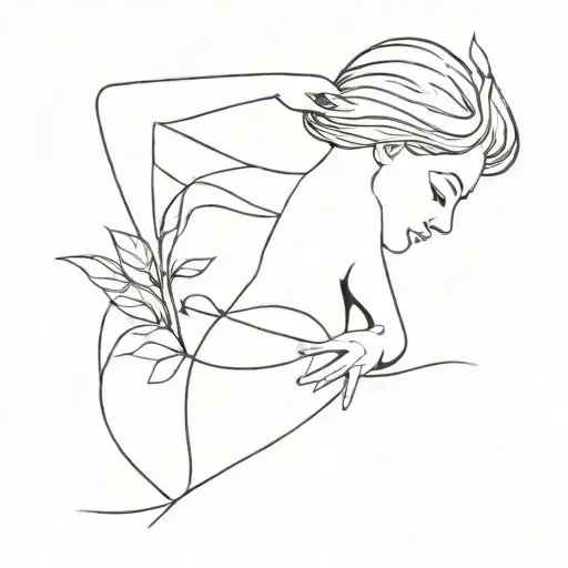 A minimalist tattoo of a strong and resilient woman symbolizing overcoming challenges of endometriosis and infertility tattoo design idea