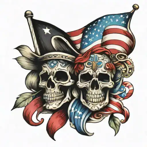 Mexican and American flag intertwined tattoo design idea