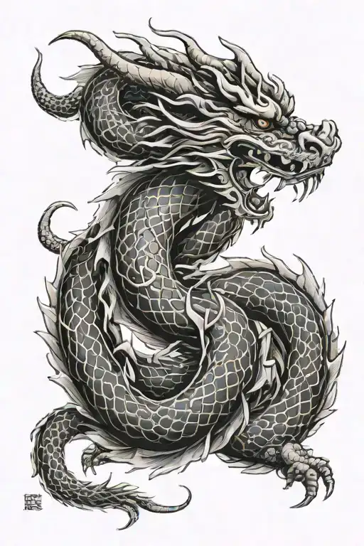  A dragon winding from the tricep, with its body coiling over the shoulder and head or tail extending to the chest tattoo design idea