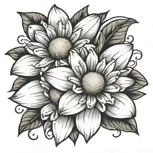 3d daisy sis tattoo design idea