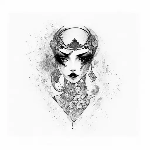 A tattoo of attractive women portrayed with Kintsugi elements tattoo design idea