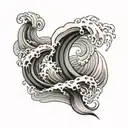 waves flowing tattoo design idea