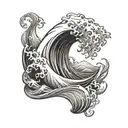 waves flowing tattoo design idea
