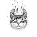 cat mushroom ghost tattoo design idea
