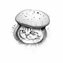 cat mushroom ghost tattoo design idea