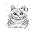 cat mushroom ghost tattoo design idea