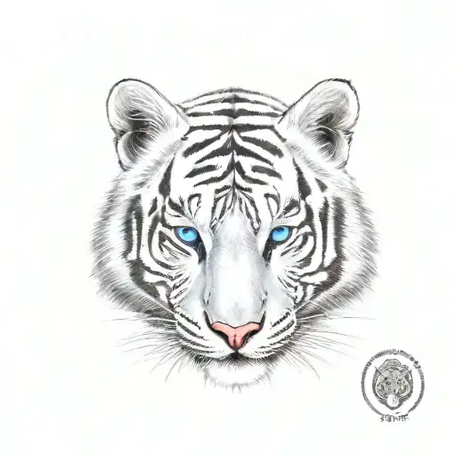 2 white tigers and 3 white tiger cubs tattoo design idea