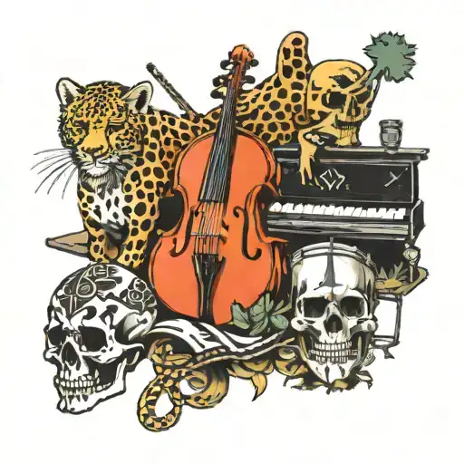 Irish, Viking, drums, piano, music, cheetah, snake, skull tattoo design idea