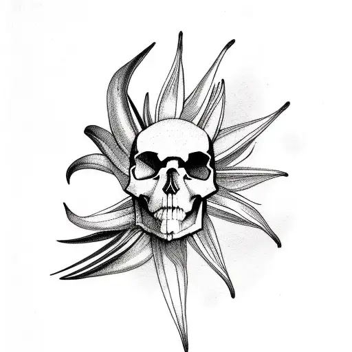 bird of paradise with skull tattoo design idea
