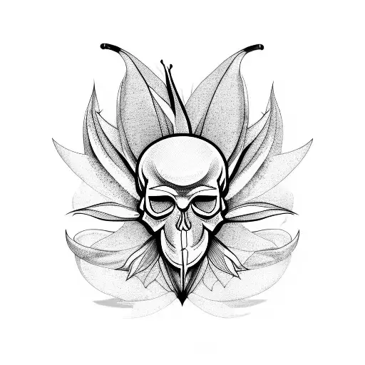 bird of paradise with skull tattoo design idea