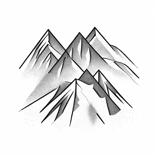A majestic mountain range with a winding hiking trail leading to the summit tattoo design idea