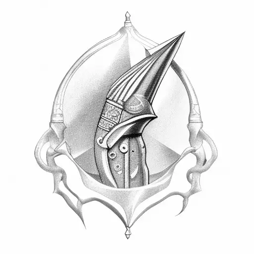 shuttlecock combined with stone arrowhead tattoo design idea